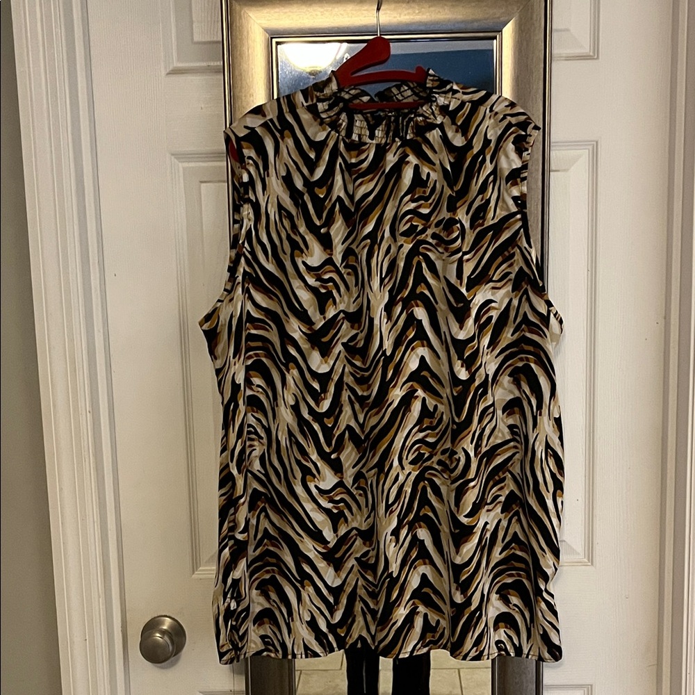 Elegant Zebra Print Sleeveless Blouse